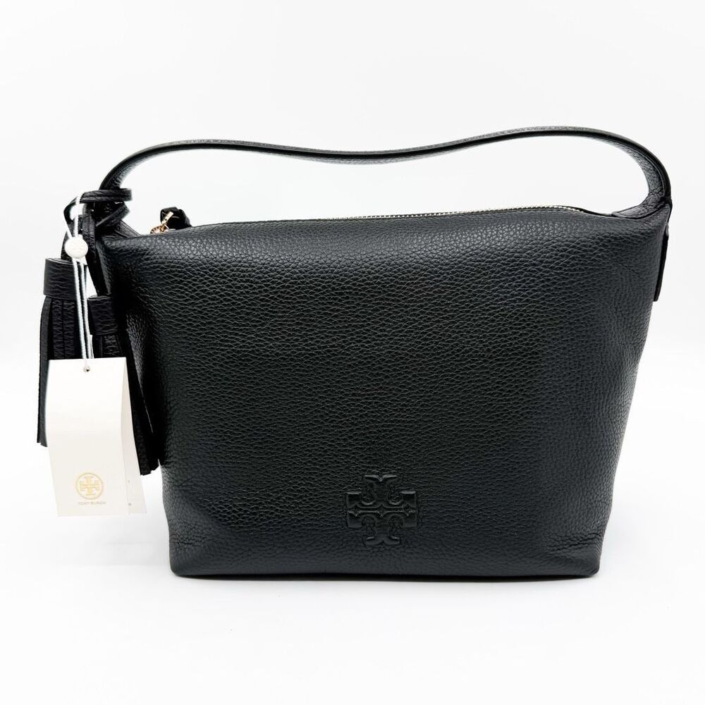 Tory Burch Thea Small Hobo Black Handbag Leather Purse NWT $458